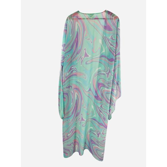 Peace Love Cake Kimono Robe Large Pastel Swirl Boho Lounge Festival - Picture 6 of 9